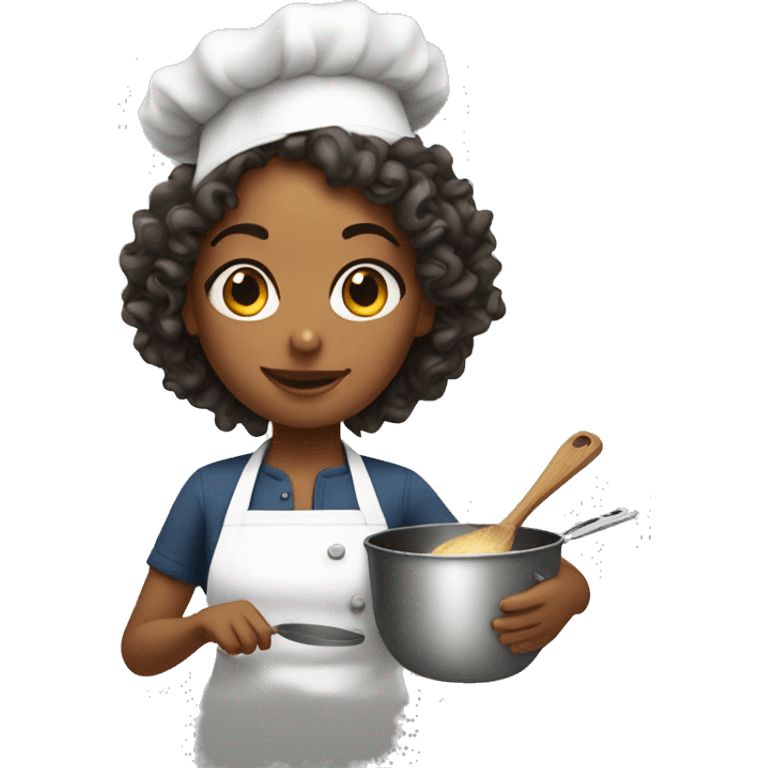 Curly girl cooking  emoji