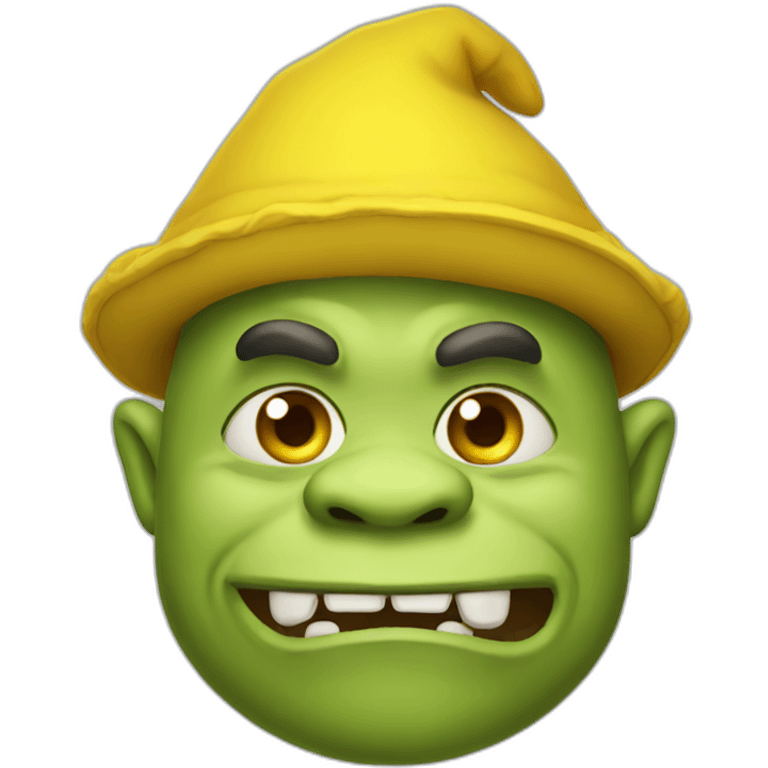 Ogre emoji with a yellow hat emoji