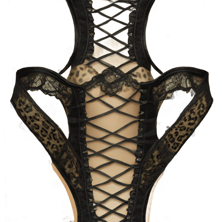 leopard print corset with black lace emoji