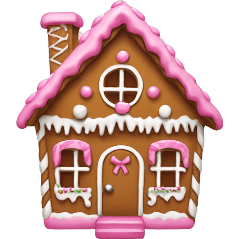 Gingerbread house with a pink bow  emoji