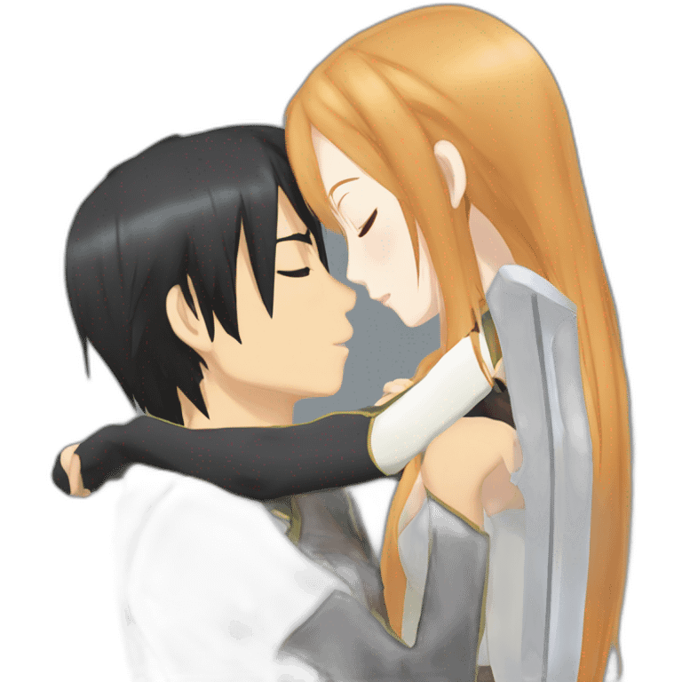 Kirito kiss Asuna from sword art online emoji