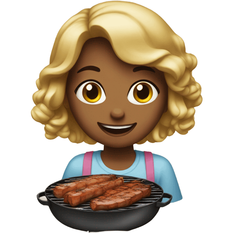 Girl eating bbq emoji