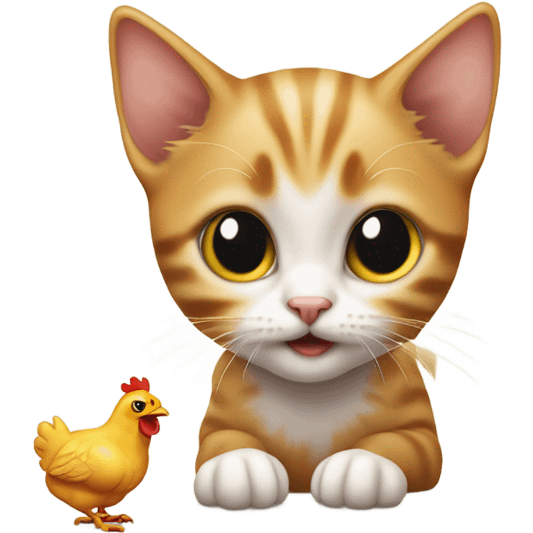 Kitten with chicken  emoji