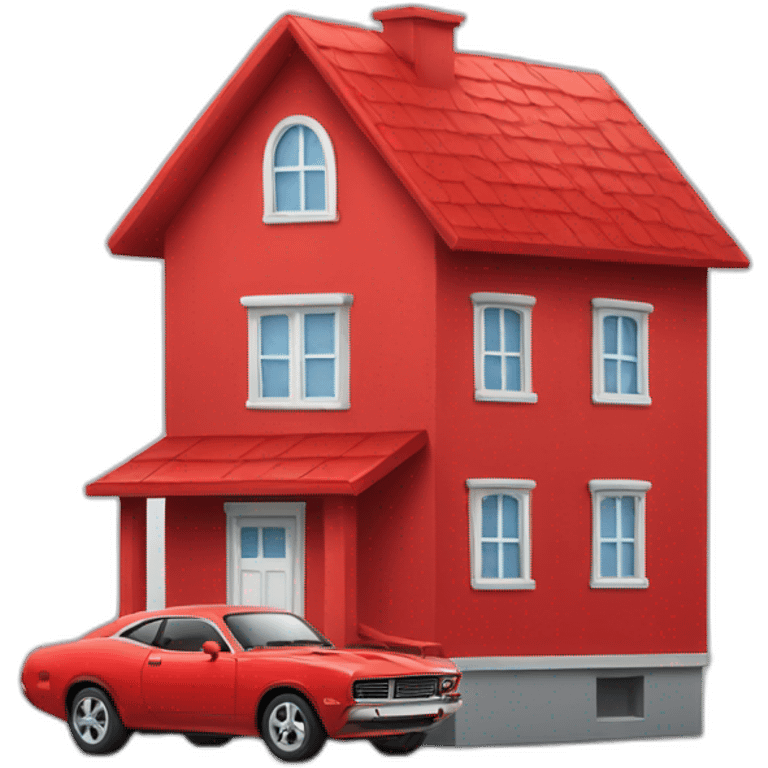 Red car with house emoji