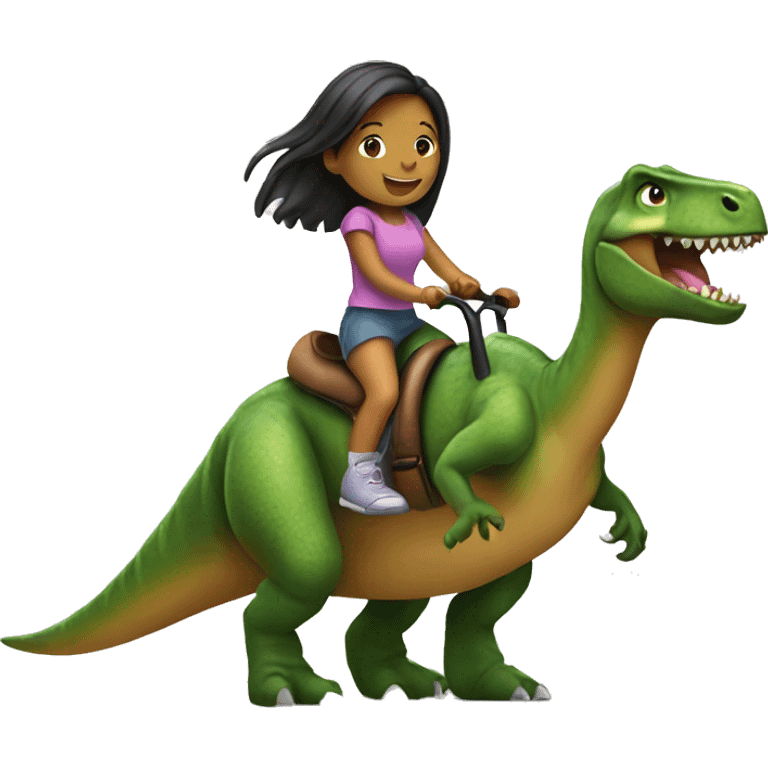 girl riding a dinosaur emoji