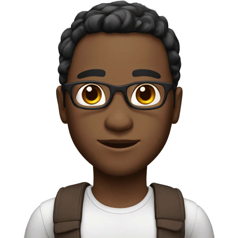 3d avatar, black middle parted hair, medium tone skin, round face, dark chocolate eyes emoji