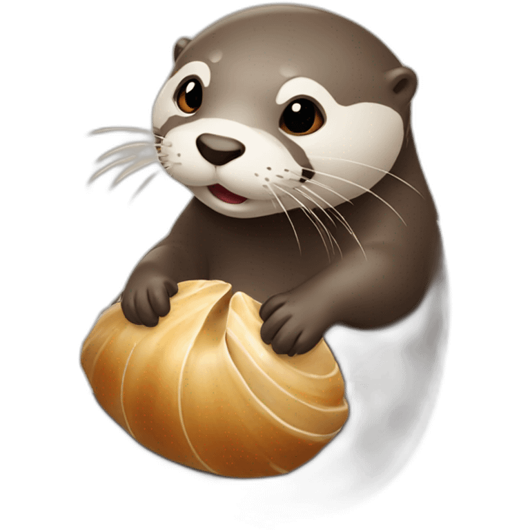 Otter playing with clam emoji