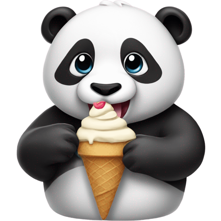 Panda eating ice cream emoji