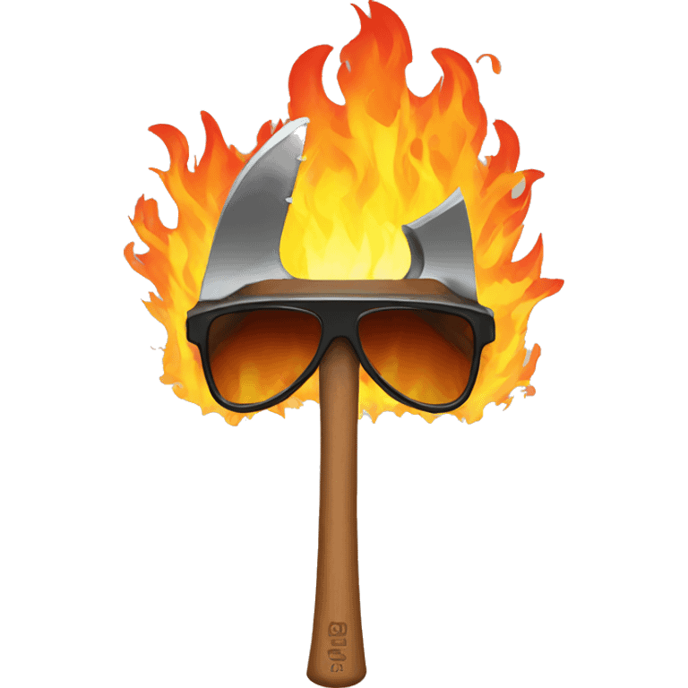 Axe on fire with sunglasses  emoji