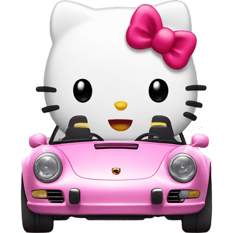 Hello kitty in a Porsche emoji