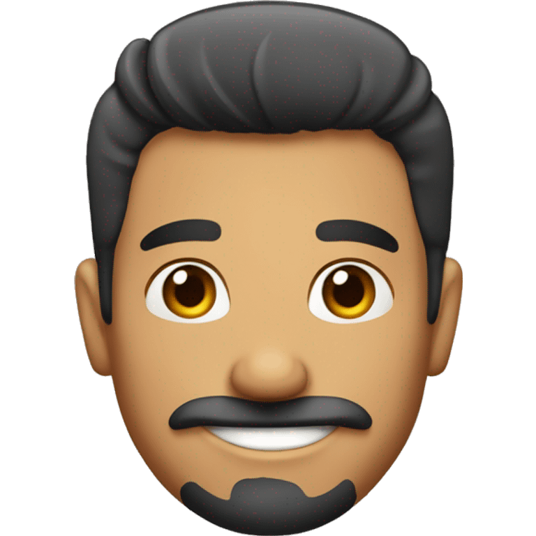 Hombre Moreno con el cabello parado feliz sin bigote  emoji