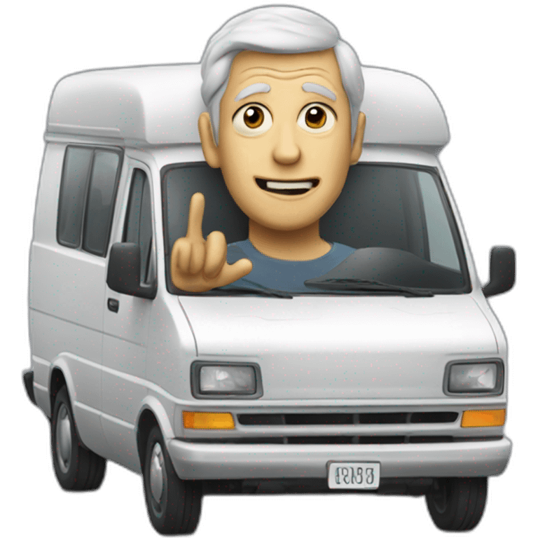 Creepy Percy Man driving a Van emoji