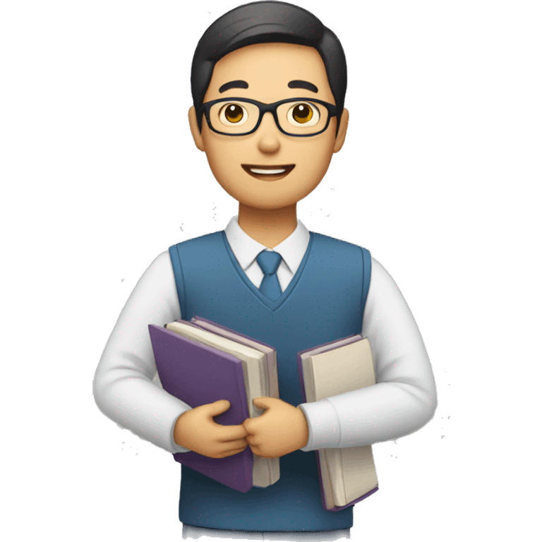 asian teacher holding books emoji