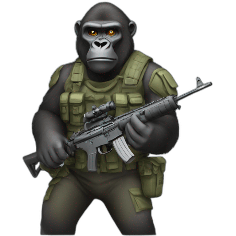 gorilla soldier with rifle emoji