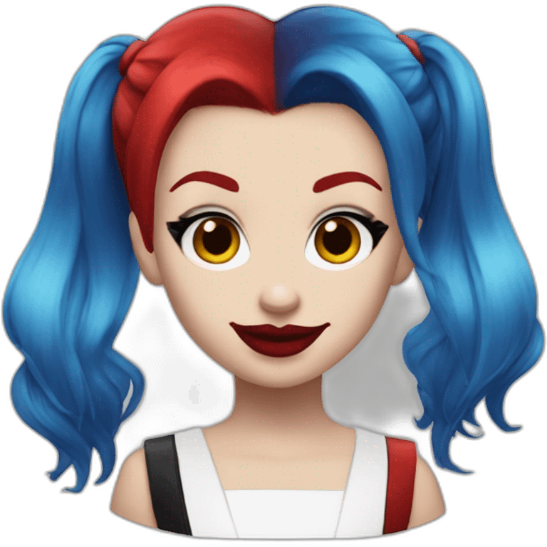 Harley Quinn blue and red hair emoji