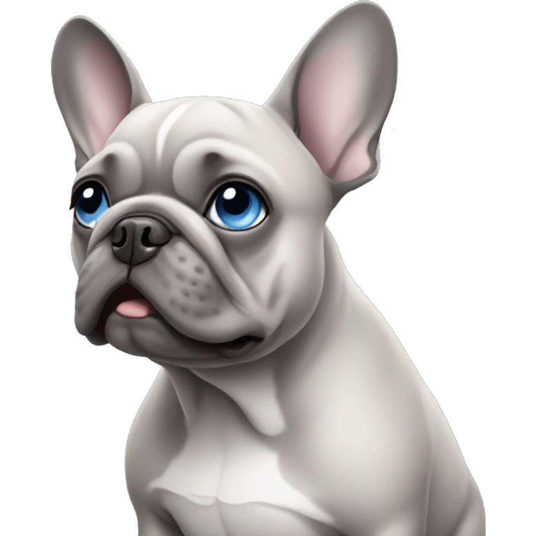 Grey french bulldog with blue eyes emoji