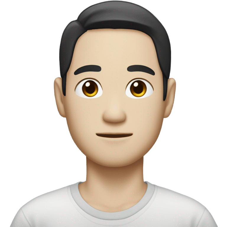 man from japan with white skin and black hair, wear casual shirt , closeout face emoji