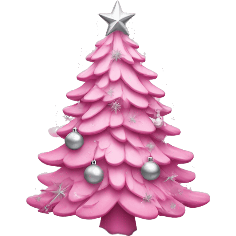 pink christmas tree with silver ornaments  emoji