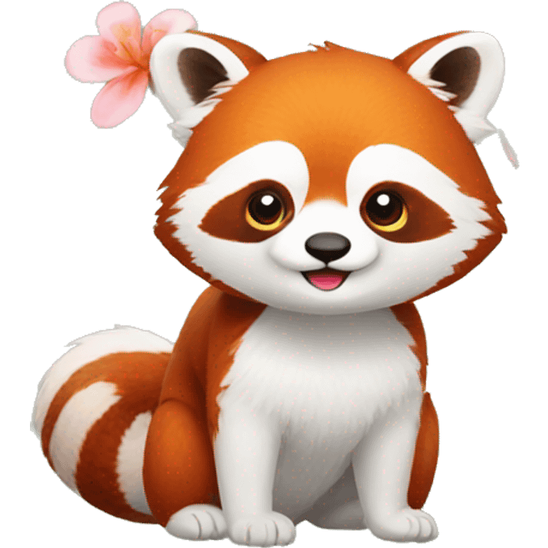 red panda with a flower emoji