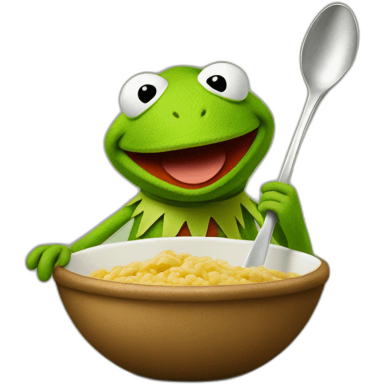 kermit with a spoon emoji