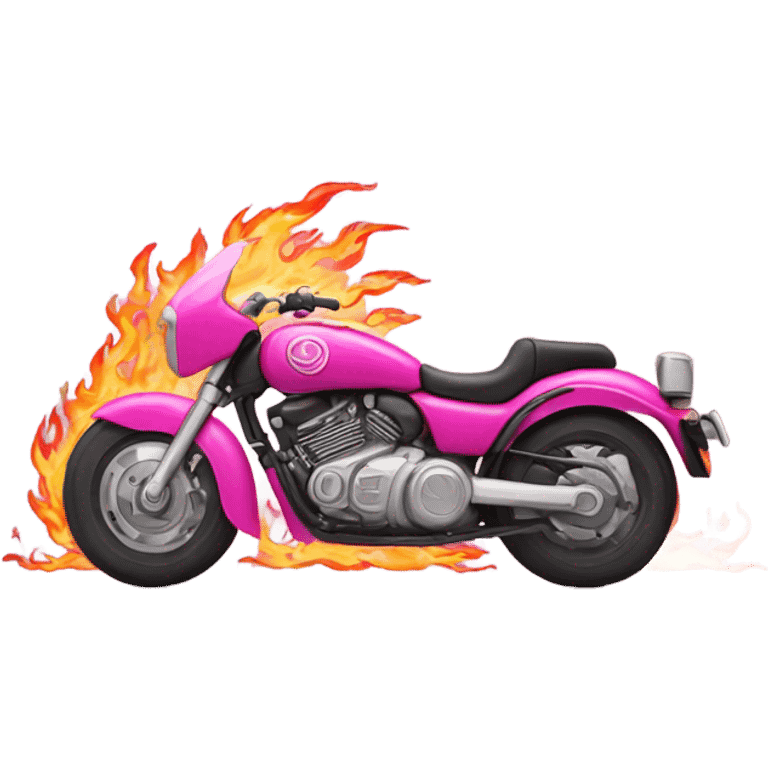 pink motorcycle with flames emoji