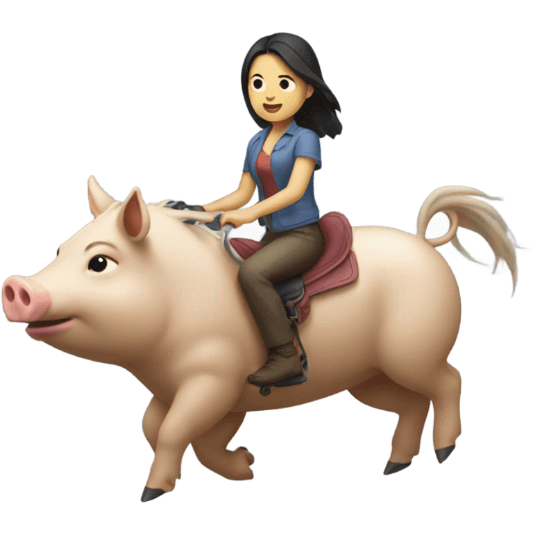 asian girl riding razorback emoji