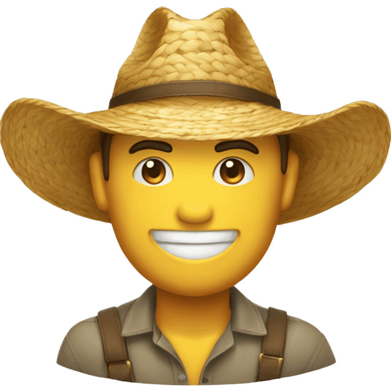 Emoji sourit avec un chapeau de paille  emoji