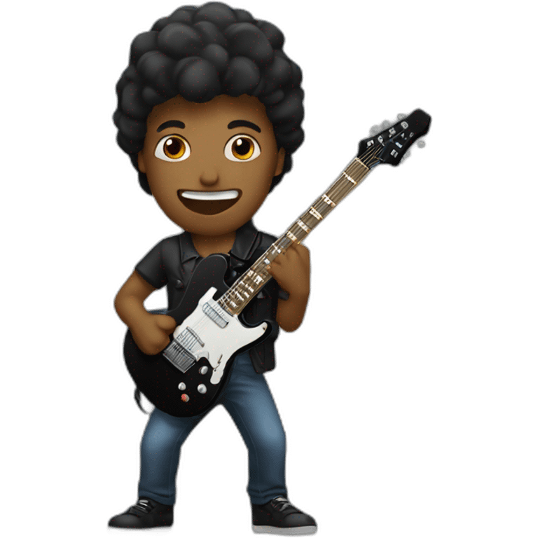 Guitarist man playing black electric guitar emoji