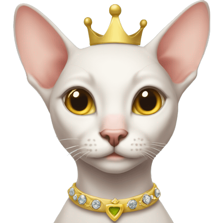 Hairless cat with princess crown emoji