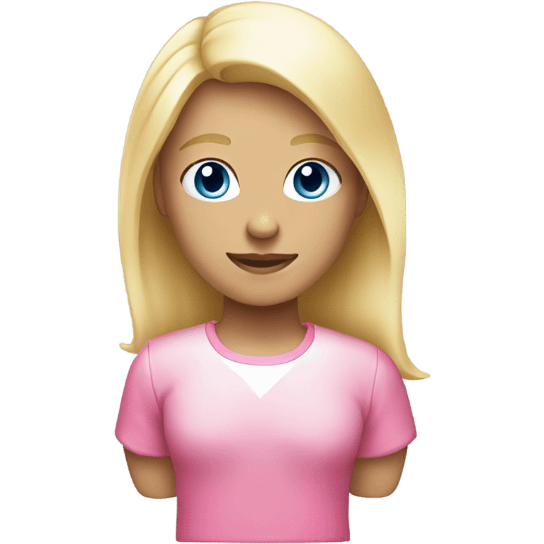 person with pink bang and blonde hair white skin and using pink shirt emoji