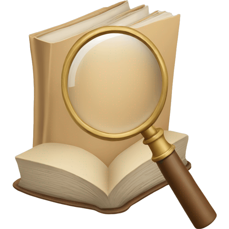 A book in beige tones with a magnifying glass on it emoji