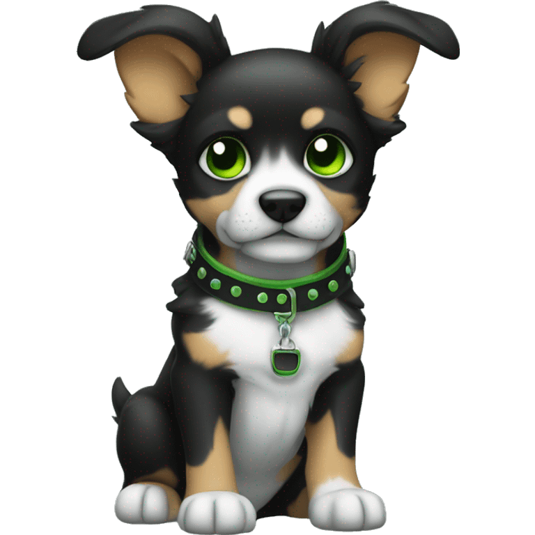 very feroce puppy black and green and punk emoji