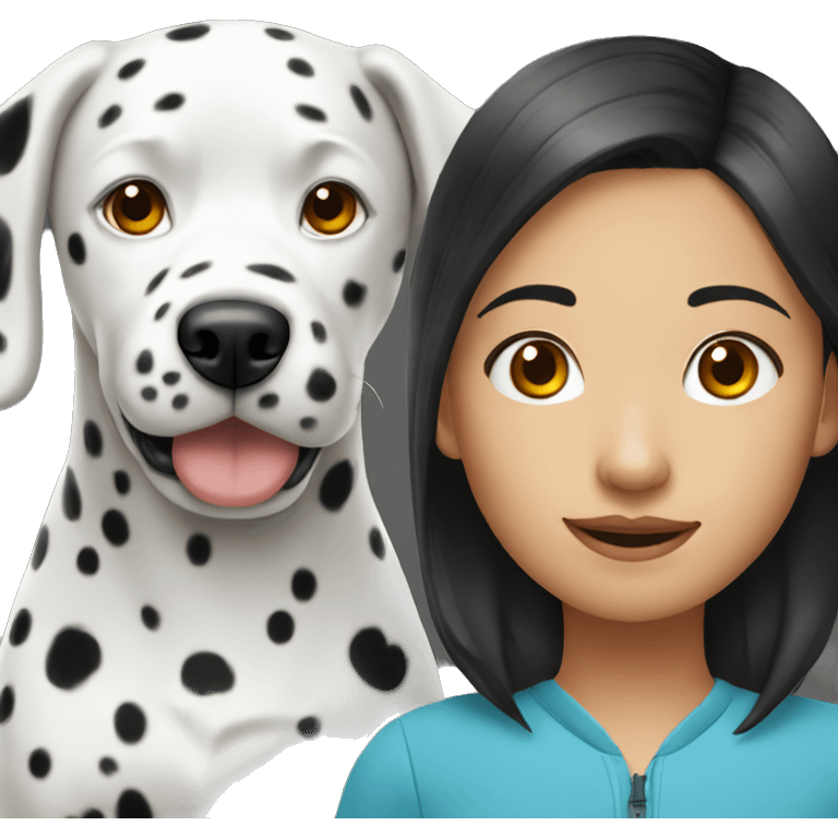 Asian girl with dalmatian dog emoji