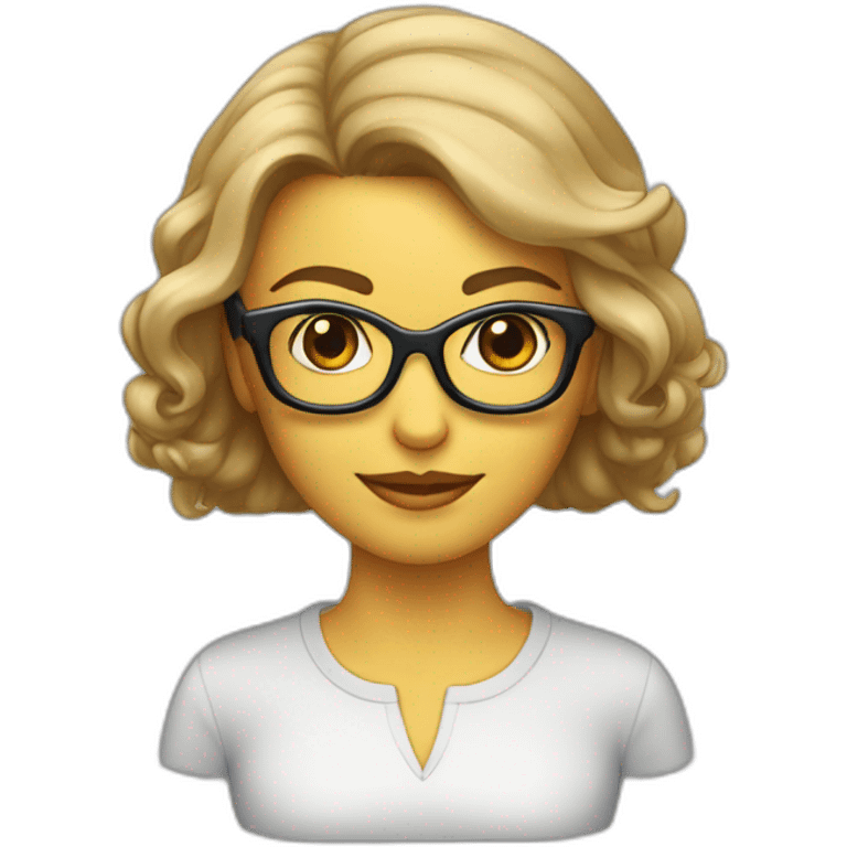 Femme coupe au carré, avec lunettes carrer emoji