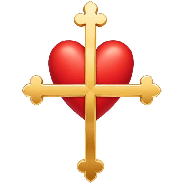 Two red heart outlines united by a gold cross  emoji