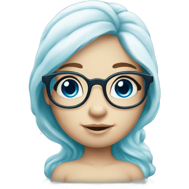 little cute mermaid with blue eyes and spectacles emoji