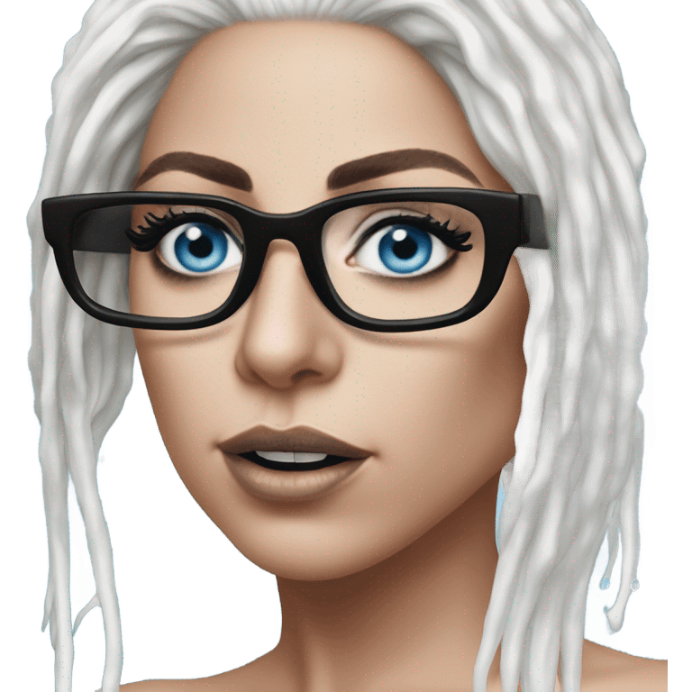 Hyper Realistic lady gaga rain on me blue eyes black glasses  emoji