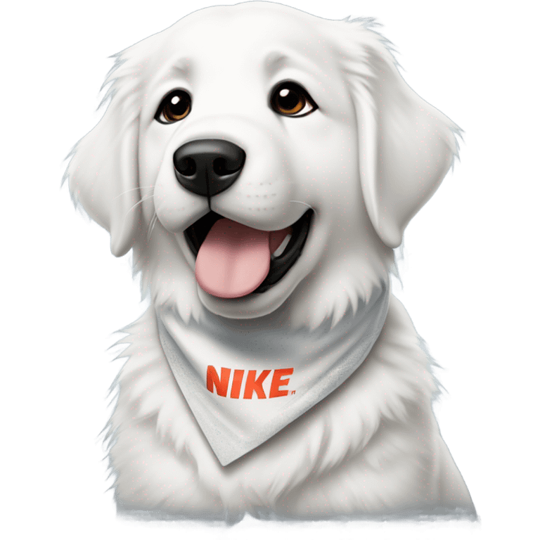 Great Pyrenees puppy with Nike emoji