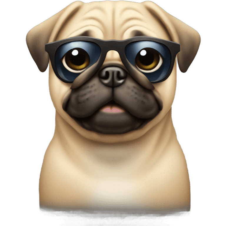 Tan pug wearing sunglasses emoji