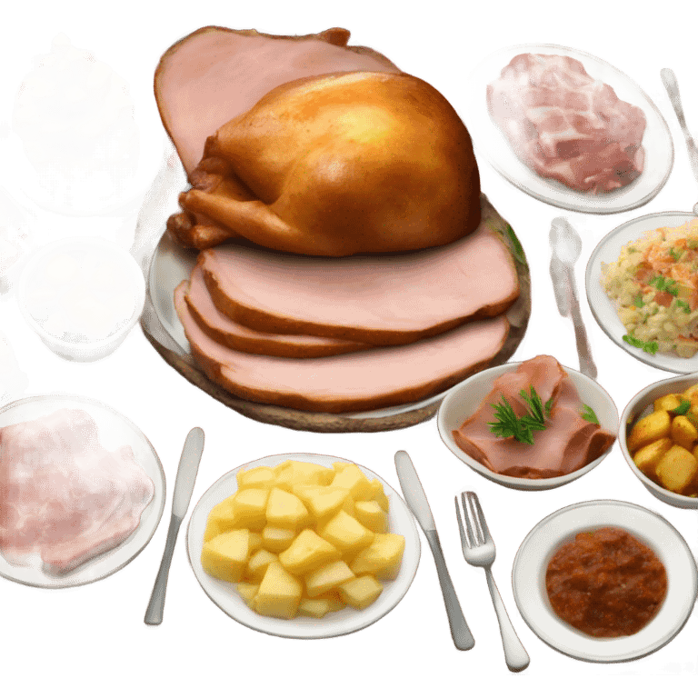 Christmas dinner with ham and baked potatoes  emoji