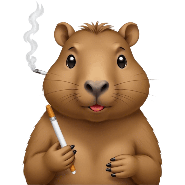 capybara with a cigarette heart and eyes hanging in its mouth emoji