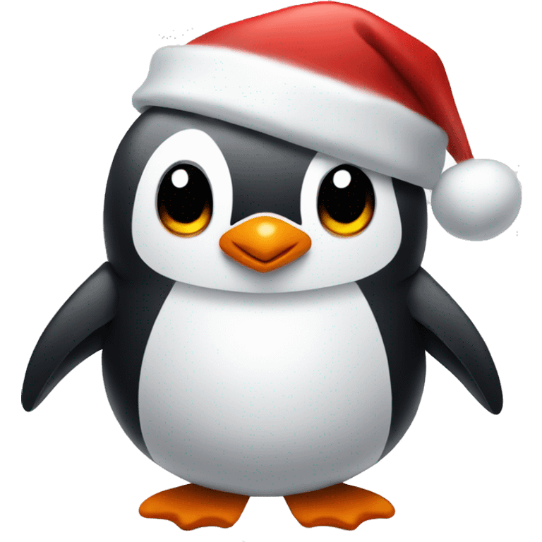 Penguin with Christmas hat emoji