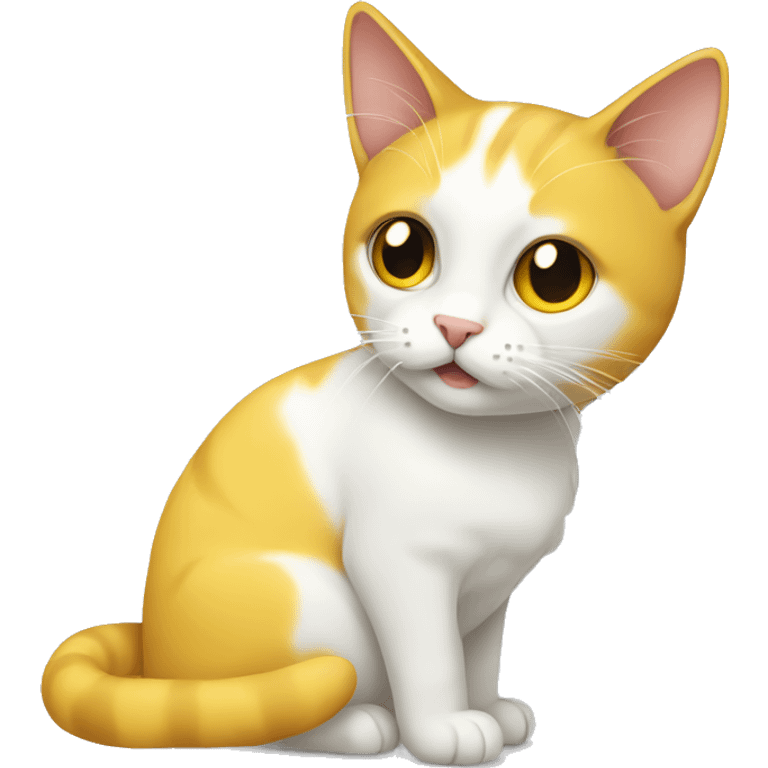 cat white and yellow emoji