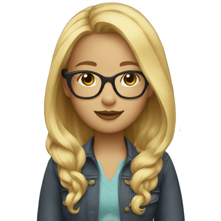 girl blonde hair with glasses emoji