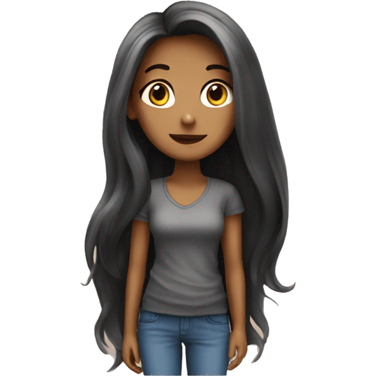 A girl with very long hair that arrives at her waist emoji