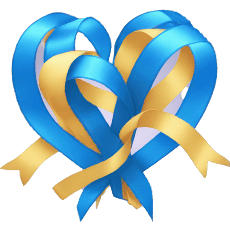 Heart shaped blue ribbon with two hands emoji