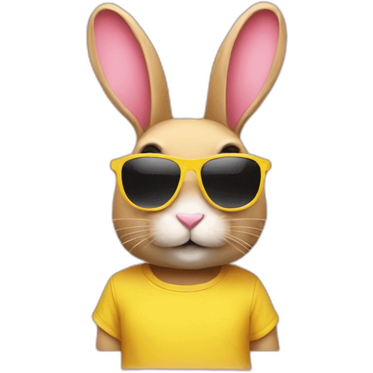 pink+rabbit wearing sunglasses and yellow+teeshirt emoji