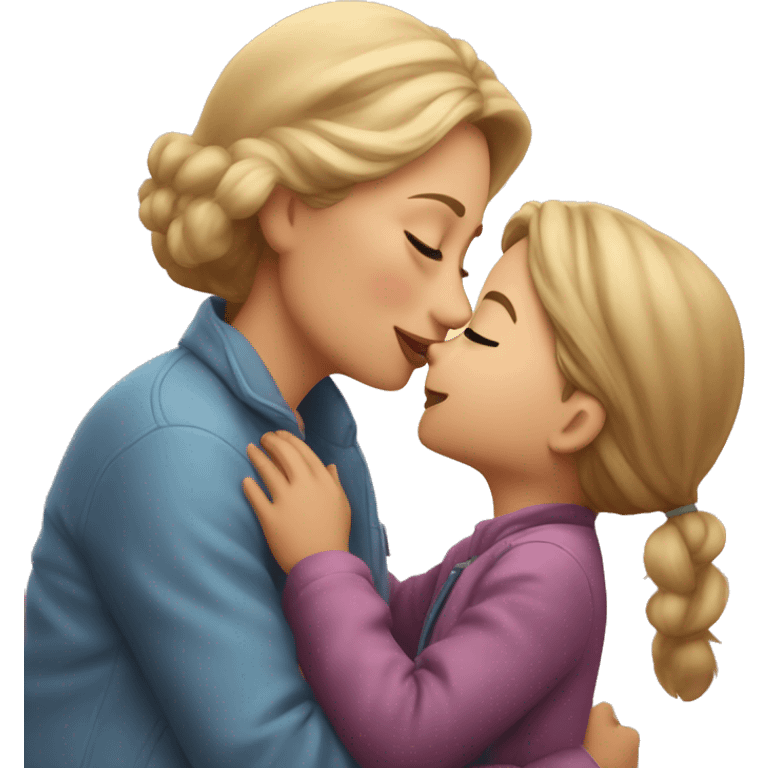 Little girl kissing her mom on the cheek  emoji