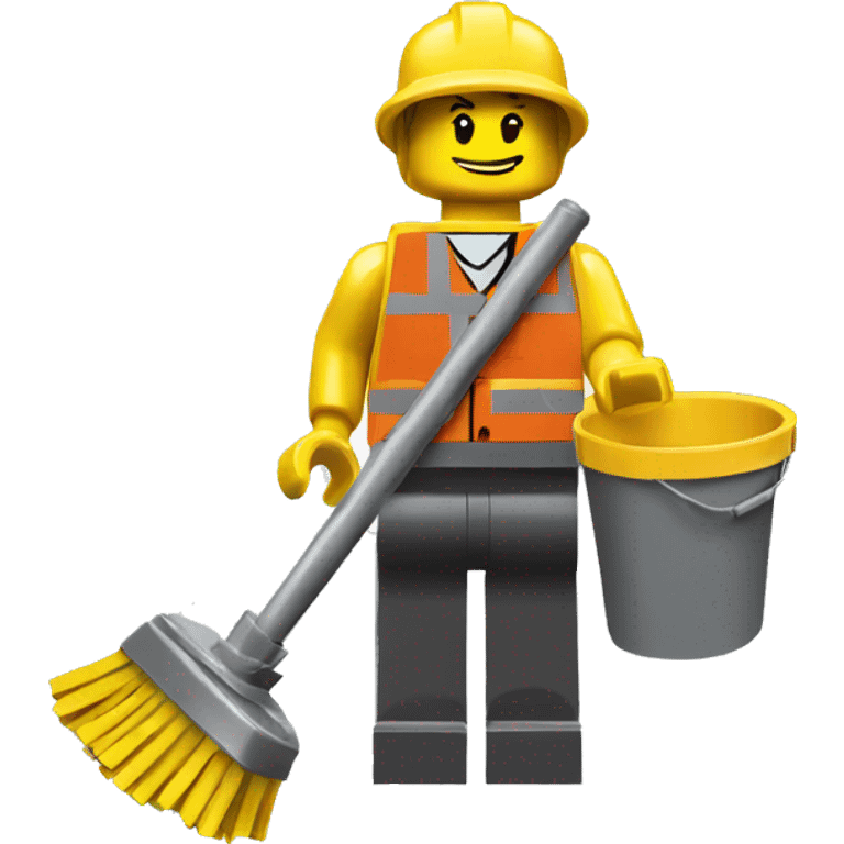 lego man with a bucket and a mop emoji