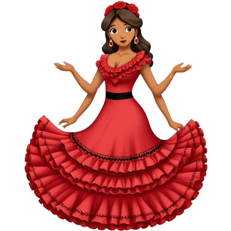 Mujer vestida de flamenco y el texto viva Andalucía emoji